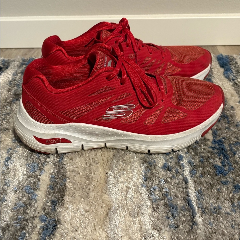 Skechers Red Athletic Shoes